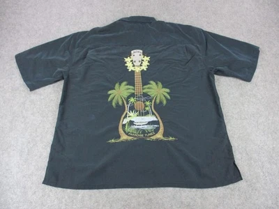 Bamboo Cay Shirt Mens 2XL Black Camp Hawaiian Paradise Tunes Ukulele Embroidered - Image 1 of 4