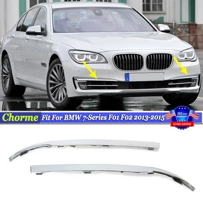 Left+Right Front Bumper Face Bar Trims Molding Step Pads For BMW F01 740 760 750 - Image 1 of 4