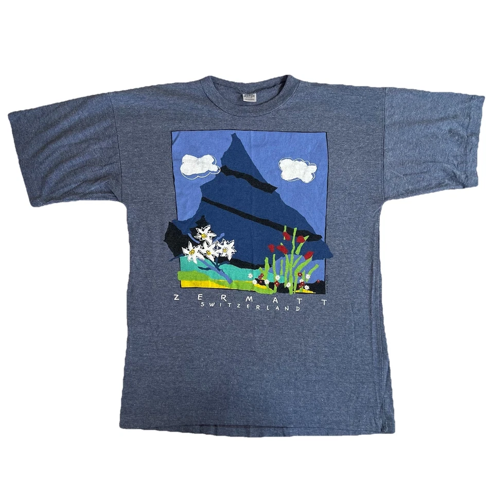 Camiseta Vintage Años 90 Zermatt Suiza Alma Mater París Hecha en Francia XL Foto 1 de 4