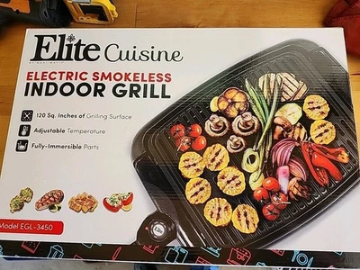 "Parrilla eléctrica de interior Elite Cuisine antiadherente EGL-3450, 13""" Foto 1 de 3