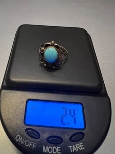 Southwestern Ring Sterlingsilber Blatt & Türkis Größe 7,25 2,4 Gramm - Bild 1 von 9