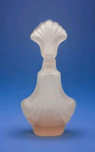 Antique Perfume Bottle, Seashell Topper. Frosted Depression Pink Glass 6" MINT - Picture 1 of 3