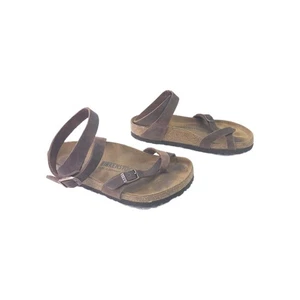 Birkenstock Yara 37 Womens Sz 6 Shoes Brown Leather Strappy Cork Casual Sandals - Picture 1 of 8