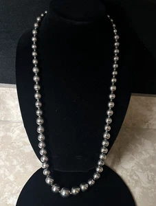 Collana Vintage Laurea Sfera Perline Placca Argento 32" Lunga 93g - Foto 1 di 8