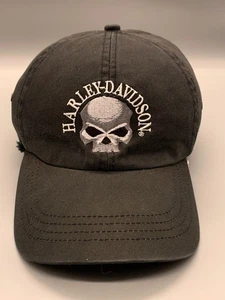Harley Davidson Hat Cap Adjustable Strapback Black Skull Motorcycle Biker Mens - Picture 1 of 13