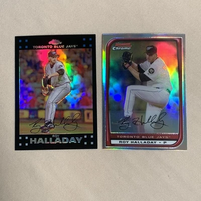 Topps and Bowman Chrome Roy Halladay Refractors #81 #129 2007 2008 Foto 1 de 2