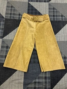 Vintage 60s Suede Leather Belted Boho Culotte Riding North Beach Women W28 X L20 - Picture 1 of 13