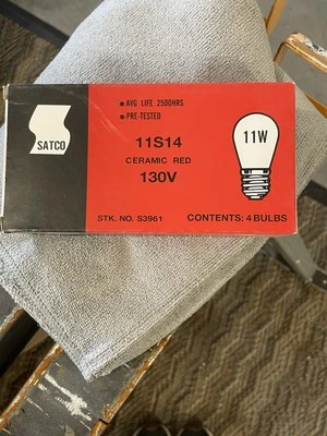 Satco Decorative Display/Sign Bulbs 11W S14 130V Red 4 Bulb Pack - Image 1 of 3
