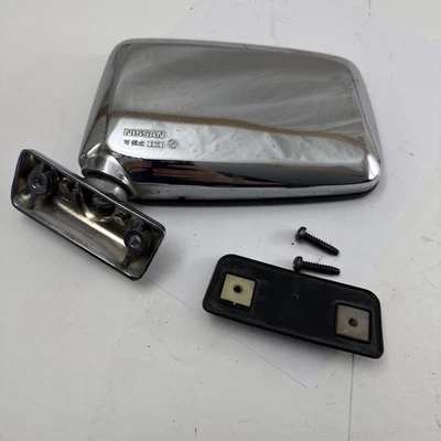 Espejo retrovisor lateral grande OEM Datsun Nissan 720 cromado accionamiento lateral izquierdo Foto 1 de 4