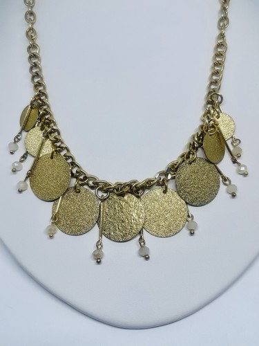 VETEMENTS Collana girocollo catena cavo grossa tono oro moneta disordinata medaglioni testurizzati 14"