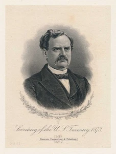 Portrait die proof Wm Richardson, US Treasury Secretary 1873 Bureau of Engraving - Picture 1 of 5