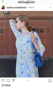 H&M ANNA GLOVER YELLOW FLORAL BUTTERFLY MIDI DRESS SIZE US 8 UK 14 BLOGGERS - Picture 1 of 6
