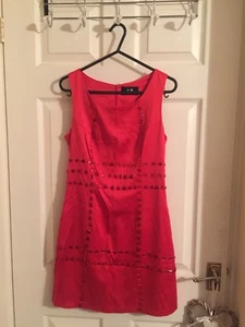 *VGC* AX Paris Red Silky Beaded Dress UK Size 10 - Picture 1 of 3