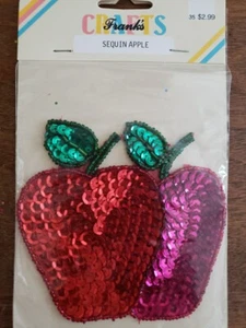 Frank's Crafts SEQUIN APPLES Sew On Applique 3¾" New Vintage - Picture 1 of 7