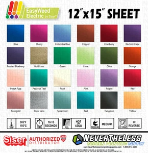 SISER Electric HTV - Easyweed Heat Transfer Vinyl - 12"x15" - Heat Press Vinyl - Picture 1 of 4