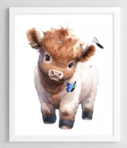 Cow Wall Art Print, Cute Highland Cow Art Print Farmhouse Decor, Home Decor #65 - Picture 1 of 2