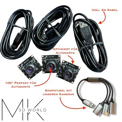 1/3 HBV OV9732 100° Kameras für Autodarts – inkl. 2m Kabel , 3in1 USB Hub,Blende - Bild 1 von 4