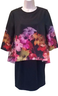 Ted Baker Floral Dress black Pencil overlay Tunic all in one Size 1 UK 8 New - Image 1 of 4