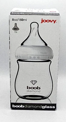 Joovy Boob Diamond Glass 3 pcs Baby Bottles 5oz/150ml 0M+ Single Hole Nipple NIB - Image 1 of 4