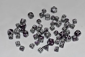 50+ Polyhedral 7-Die + D6 Gemini Chessex Würfel Set Lila-Stahl CHX-2643  - Bild 1 von 8