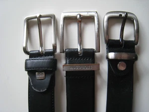 3 x Gürtel aus Leder, incl. 1 x v. Hugo Boss, alle 90 cm u. schwarz - Bild 1 von 5