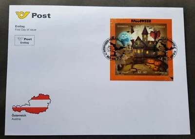 [SJ] Austria Cartoon Animation Halloween 2013 (FDC *puzzle stamp *odd shape - Image 1 of 4