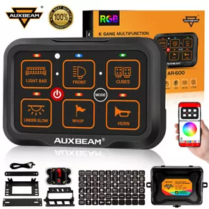 Auxbeam 6 Gang Switch Panel RGB Colorful For Truck SUV UTV ATV Marine RV 12V/24V - Picture 1 of 12