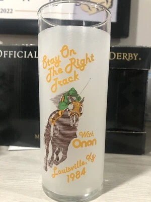 Kentucky Derby Bar Glass 1984 Stay On The Right Track With Oman - Image 1 of 2