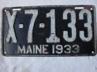 1933 Maine Truck License Plate X-7-133