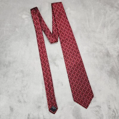 Jhane Barnes Mens Tie Red Black & Gray Dot Grid Woven Silk Necktie Made in Japan - Image 1 of 4