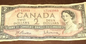 1954 Devil's Face $2 Bill From The Bank Of Canada - Picture 1 of 9