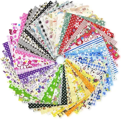 YSANCIUU 120 Pcs 4'' X 4'' Cotton Craft Fabric Squares, DIY Sewing Quilting Scrapbooking