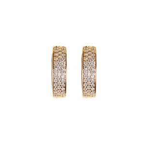 Gold CZ Huggies Hoop Earrings 9 Carat Yellow - Picture 1 of 2