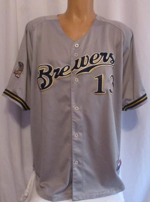 Camiseta deportiva de los Milwaukee Brewers para hombre talla 56 MLB Zack Greinke 13 majestuosa base fresca Foto 1 de 4