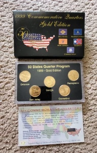 1999 U.S. Mint Commemorative Quarters Gold State Edition With Card Envelope - Picture 1 of 10