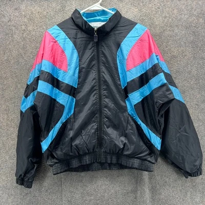 Vintage Sergio Tacchini Jacket Mens Medium Black Blue 80s Windbreaker Track 38 - Image 1 of 4