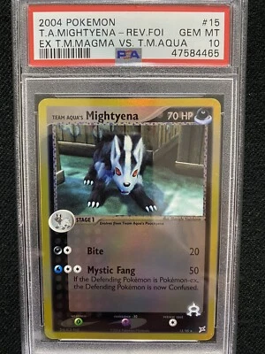 EX Team Magma Vs. Team Aqua Team Aqua's Mightyena Reverse Foil 15/95 PSA 10 - Image 1 of 2