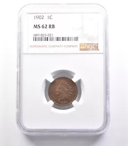 1902 Indian Head Cent MS62 RB NGC *6478 - Picture 1 of 3