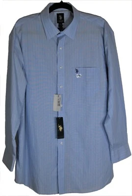Asociación de Polo de Estados Unidos Assn. Camisa Hombre Azul Botón Manga Larga Grande 16.5 Nueva Con Etiquetas Foto 1 de 4