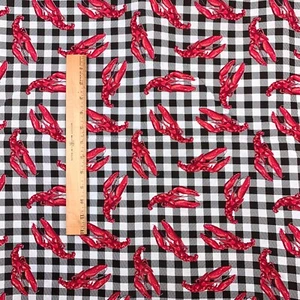 Vintage Daisy Kingdom Springs Crawfish On Gingham 0509 PVC Tablecloth Fabric 3yd - Picture 1 of 6