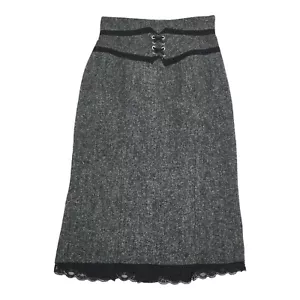 Worthington Lace Lined Tweed Pencil Skirt Size 2P Petite Gray Black Career Goth - Picture 1 of 8