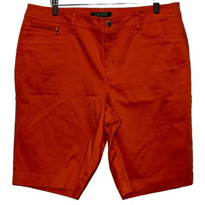 NEW NWOT LAUREN Ralph Lauren Orange Cotton Spandex Bermuda Shorts Womens Size 12 - Image 1 of 4