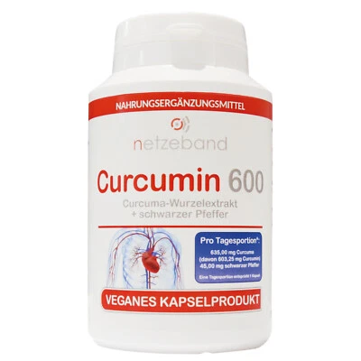 Curcumin 600mg aus Kurkuma Extrakt - 100 Curcuma vegane Kapseln Hochdosiert  - Bild 1 von 4