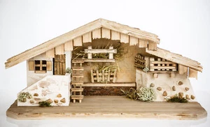 Weihnachtskrippe W03 aus Holz Krippe Weihnachtskrippen Stall Krippen Figuren - Bild 1 von 3