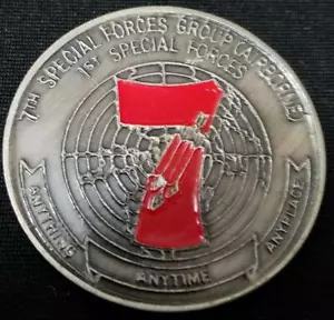 US Army 7th SFG (A) 7th Special Forces Group (Airborne) red 7 Red Empire challen - Picture 1 of 2