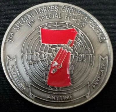 US Army 7th SFG (A) 7th Special Forces Group (Airborne) red 7 Red Empire challen - Image 1 of 2