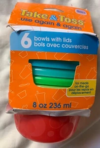 Take and Toss Set of 6 Bowls with Lids 9m+ 8oz Dishwasher Safe BPA Free NEW - Bild 1 von 9