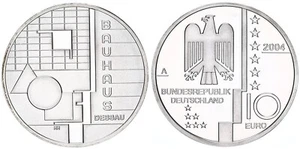 XXX BRD 10 Euro Bauhaus Dessau 2004 Mint Mark A Polished Plate, In Coin Capsule - Picture 1 of 1