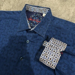 Camisa Robert Graham Para Hombre 3XL Real Floral Cachemira Puño Abatible Preppy Elegante - Imagen 1 de 10