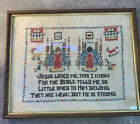 Vtg Framed Cross Stitch Wall Hanging Jesus Loves Me Bedtime Prayer Child's Room